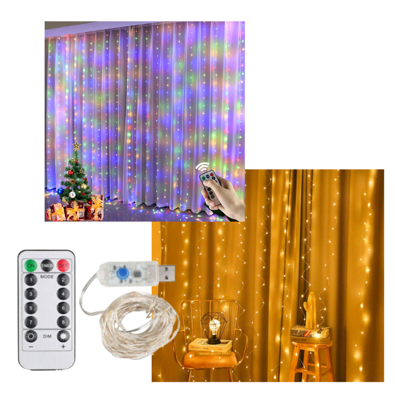 String Curtain of Fairy Lights with Remote Control