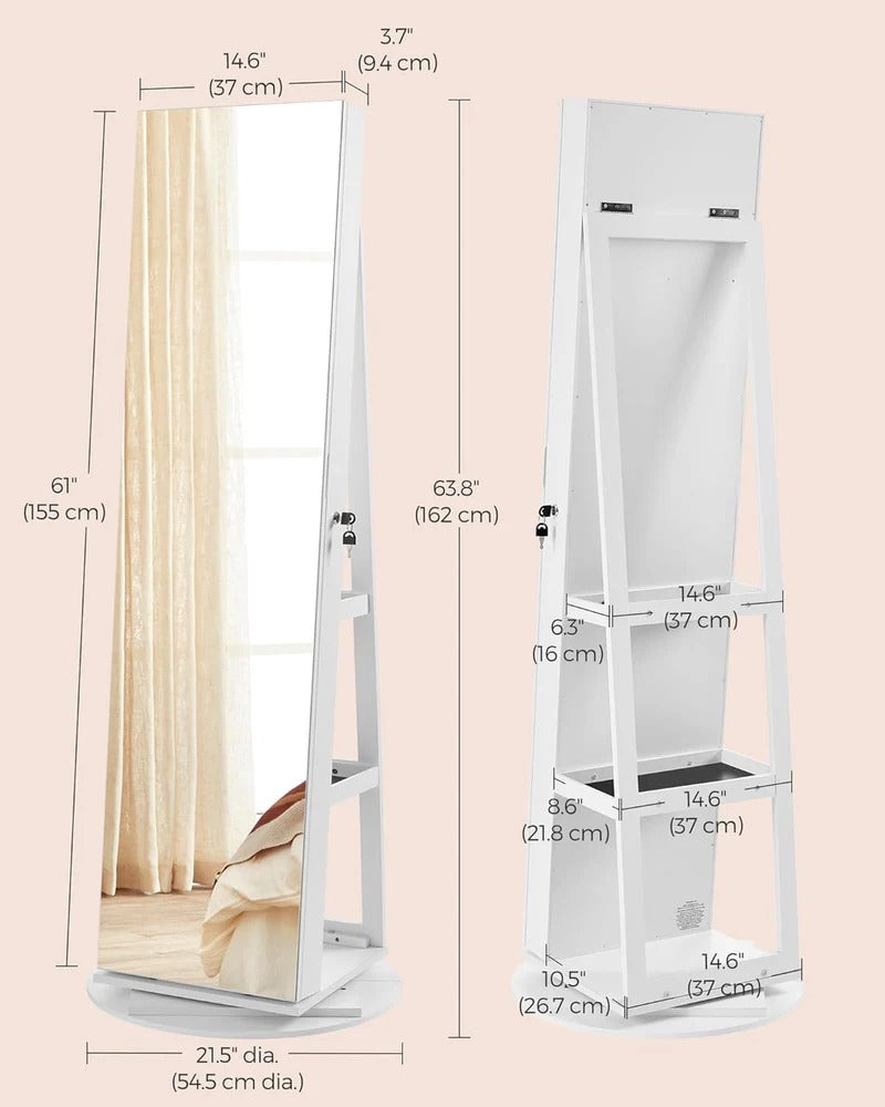 🔥 3-in-1 Mirror with Shelf & Jewelry Organizer – Style, Storage & Perfect Lighting