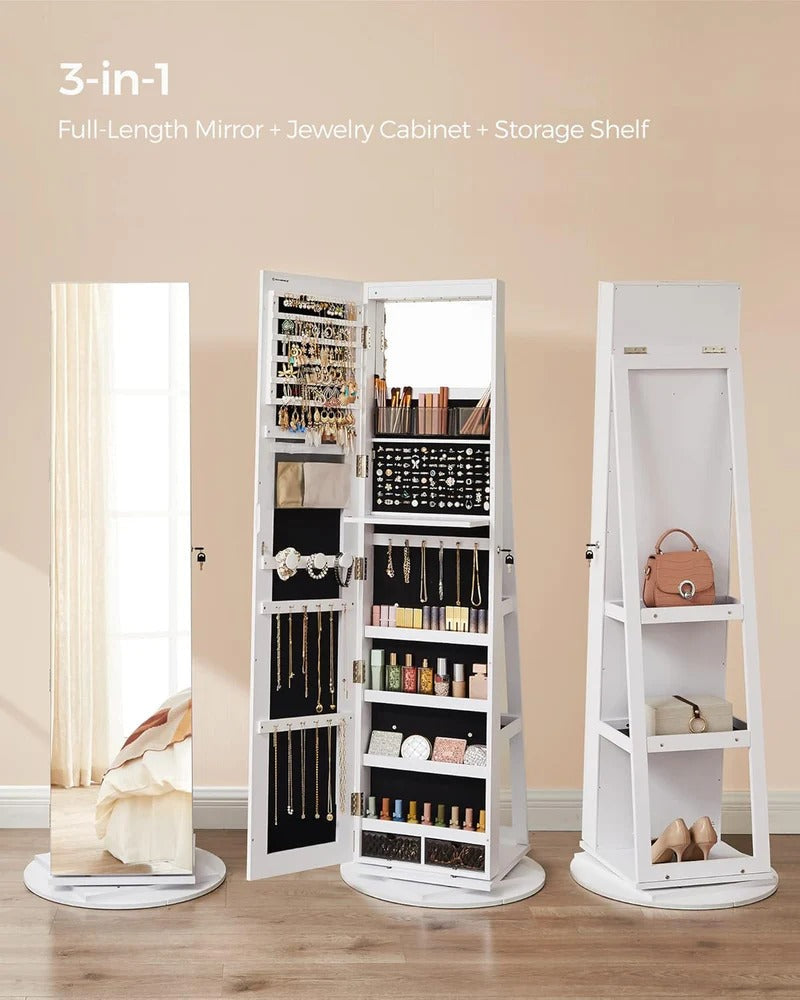 🔥 3-in-1 Mirror with Shelf & Jewelry Organizer – Style, Storage & Perfect Lighting