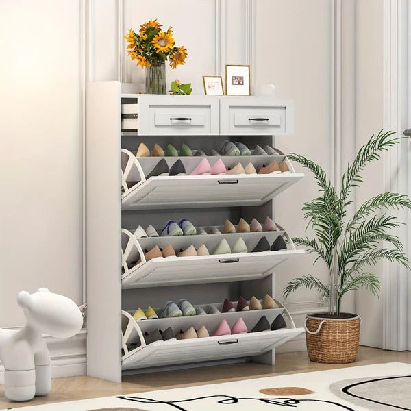 🔥 Best Seller! 3-Door Shoe Cabinet + 2 Drawers + FREE Backpack 🎁