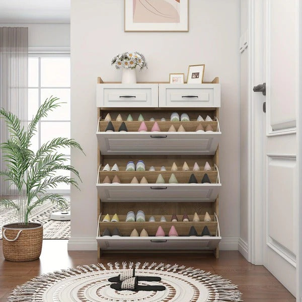 🔥 Best Seller! 3-Door Shoe Cabinet + 2 Drawers + FREE Backpack 🎁