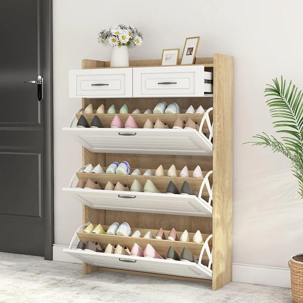 🔥 Best Seller! 3-Door Shoe Cabinet + 2 Drawers + FREE Backpack 🎁