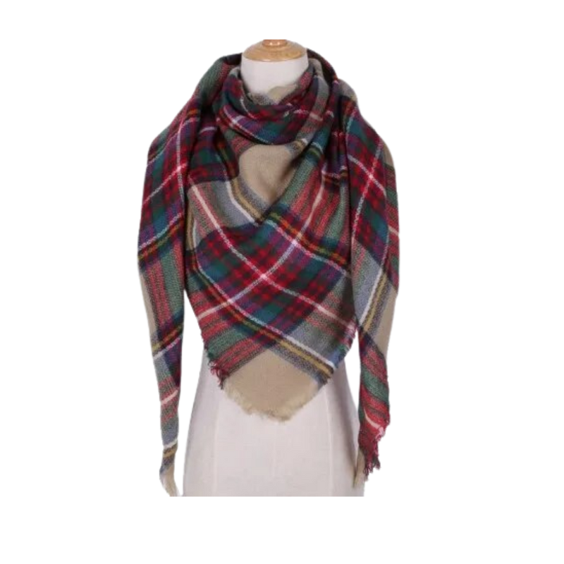 Plaid Cashmere Scarf Mohair feel