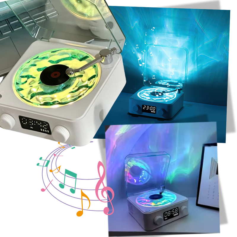 Retro-Style Waves Vinyl Player