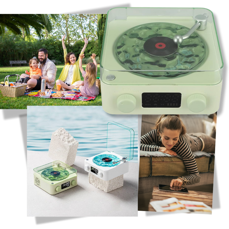 Retro-Style Waves Vinyl Player