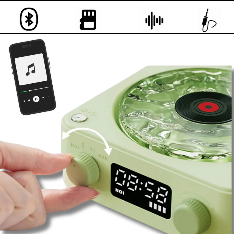 Retro-Style Waves Vinyl Player