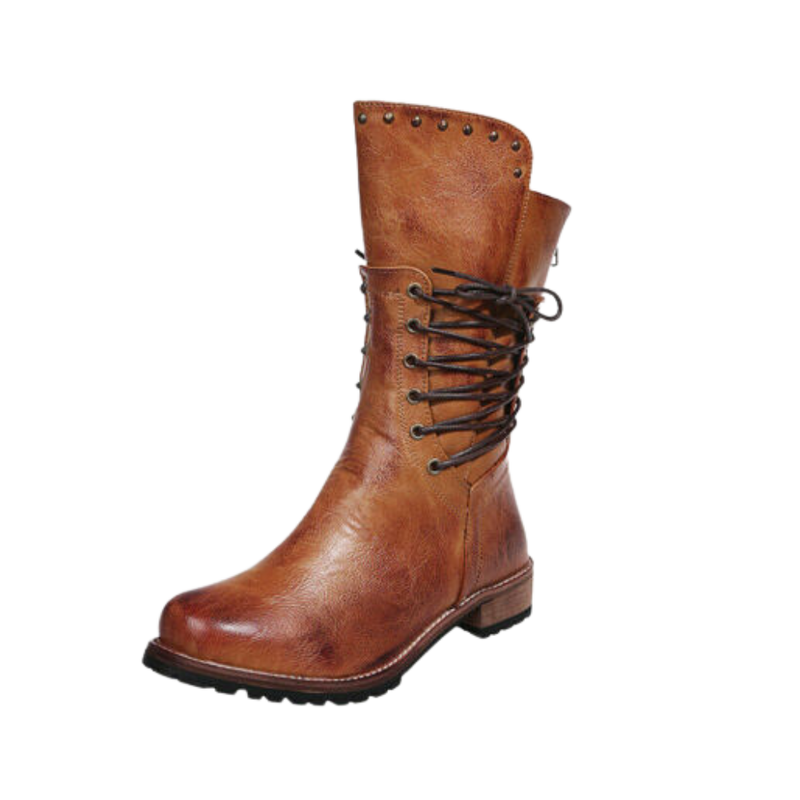 Vintage PU Leather Ankle Boots